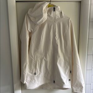 Women’s White Hooded Columbia Rain Jacket
